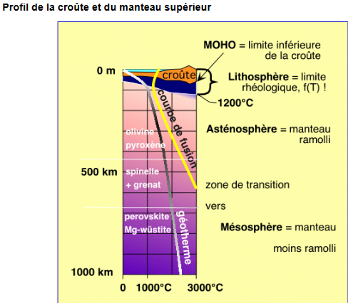 Profil de la croûte du manteau supérieur